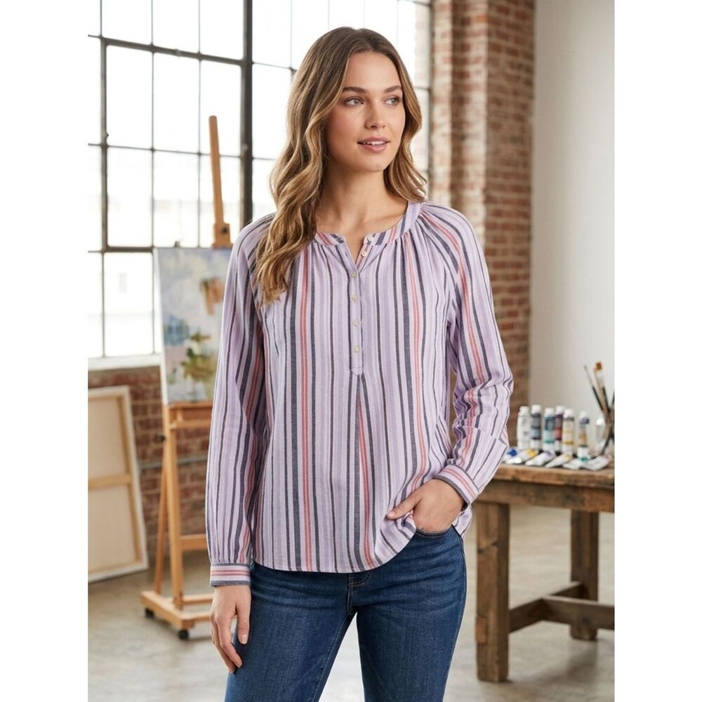 Take 50% OFF- Time and Tru Women's Striped Blouse, Size-XL